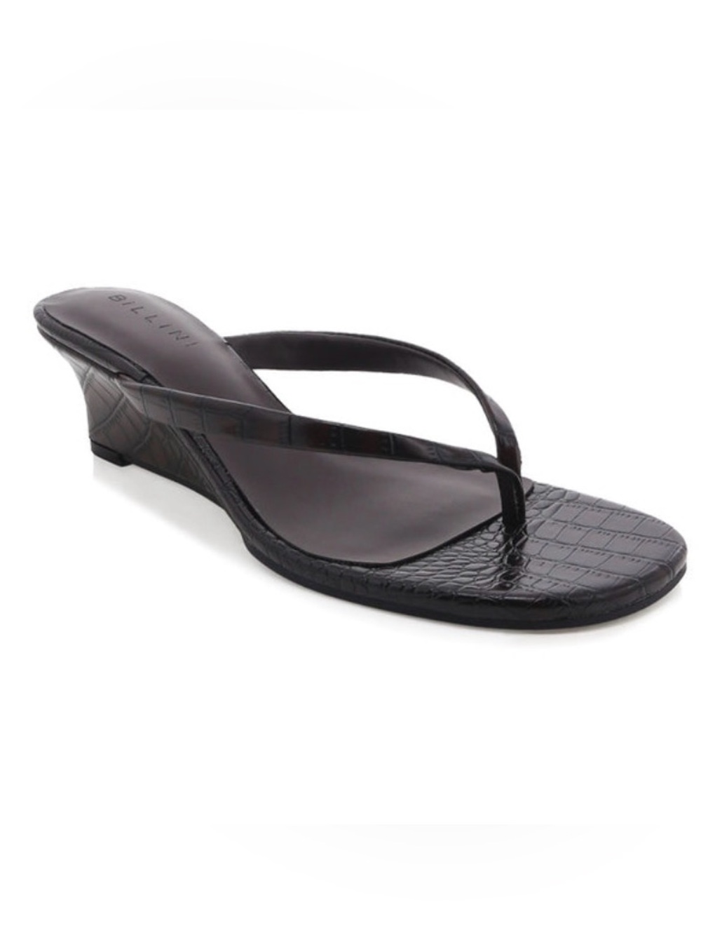 Valia Dark Cacao Croc Wedge Heels |BILLINI